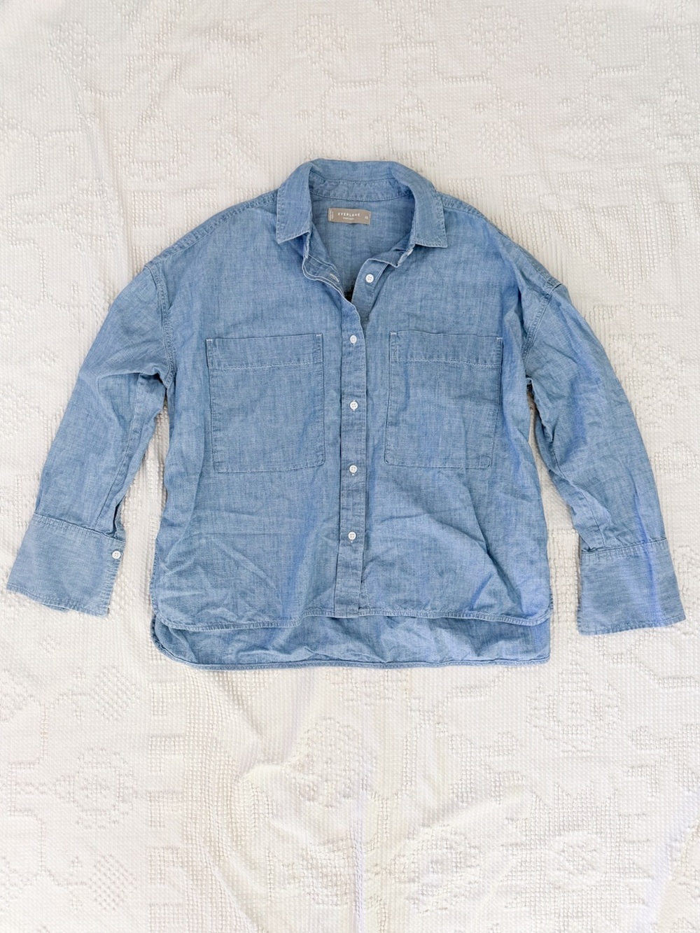 Everlane Women's Denim The Boxy Oxford Long Sleeve Shirt Size Small Oversized